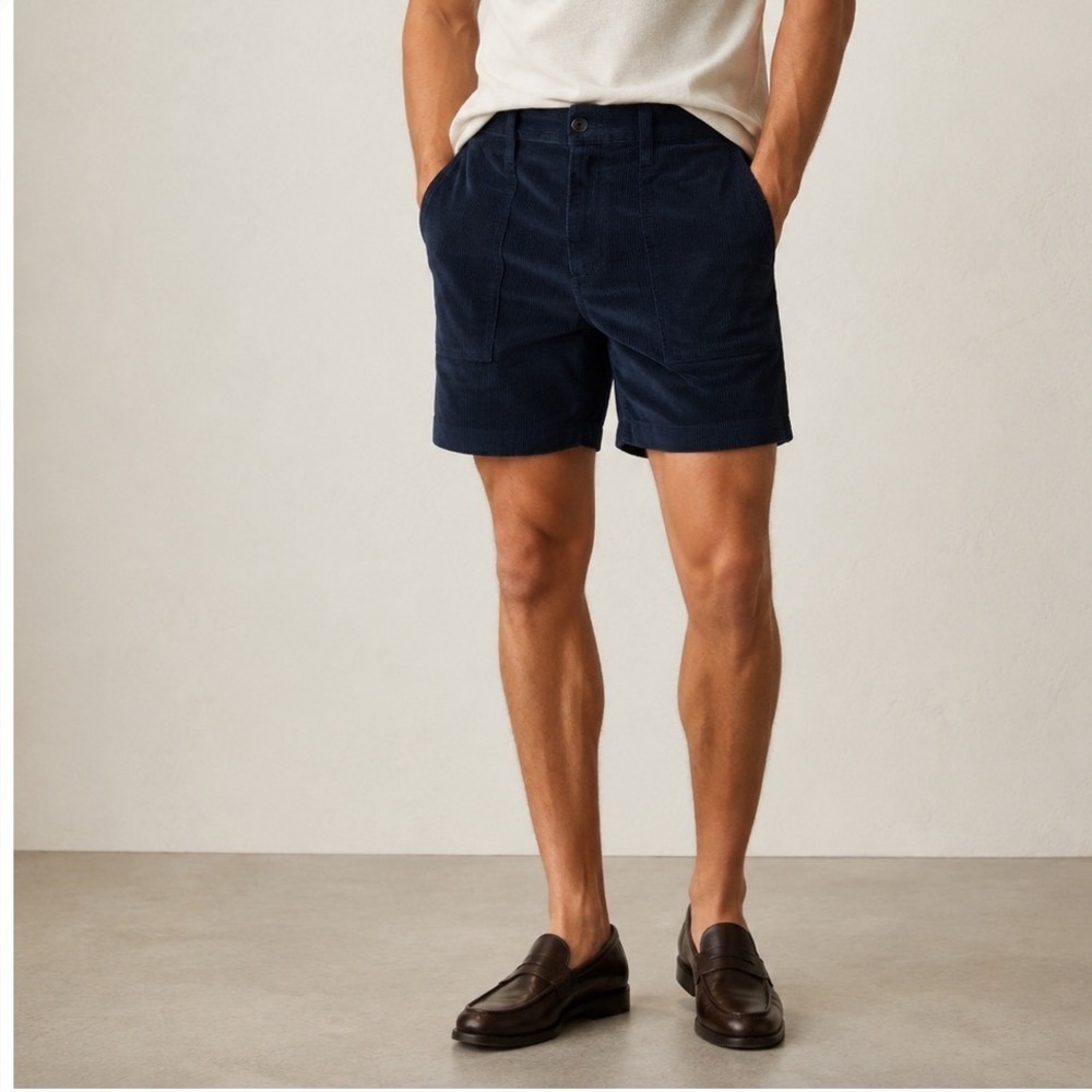 Taylor Stitch Trail Navy Corduroy Shorts Mens 34 Organic Cotton Utility Classic